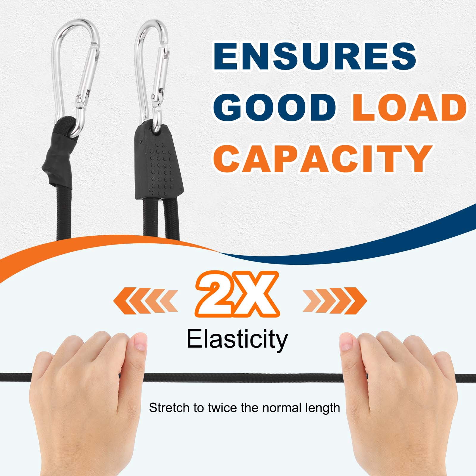 Uxcell Heavy Duty Bungee Cord, (7-80Inch, Silver) (4 PCS), Elastic Tie Downs Strap Suit for - Luggage Rack/Cargo/Hand Carts/Bike/Camping