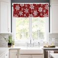 thumbnail image 3 of Christmas Snowflake Kitchen Curtains and Valances Set, Winter Snowflake Red Texture Rod Pocket Window Valance 18 Inch Window Curtain Panels for Living Room Bedroom Laundry, 27.5x36in, 3 Pieces, 3 of 7