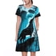 thumbnail image 1 of Disketp Blue Full Moon Wolf para Vestido de Manga Corta para Mujeres, Vestidos de Verano para Mujeres, Casual y Holgado para la Playa, 1 of 6