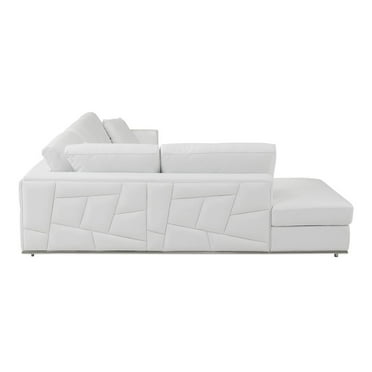 HomeRoots White Italian Leather Reclining L Shaped Two Piece Corner Sectional