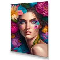 Designart Floral Sensual Woman Portrait V Canvas Wall Art