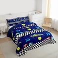thumbnail image 3 of Homewish Boys Girls Geometric Plaid 3 Pieces Queen Comforter Set,Racing Car Theme Ultra Soft Bedding Sets,Extreme Sport Bedding Comforter Set Breathable,Lightweight Room Decor,Reversible, 3 of 8