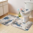 thumbnail image 2 of Brown Blue Bath Mat 3 Piece Bathroom Rug Set, Vintage Abstract Art Modern Non Slip Bath Rug Contour Mat and Toilet Lid Cover, Absorbent Shower Mats Soft Bath Rugs and Mats Sets, 2 of 8