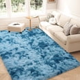 thumbnail image 4 of Javonne Fluffy Shag Rug for Bedroom,5'x7' Soft Shaggy Fuzzy Area Rugs for Living Room,Cute Furry Plush Kids Rugs Nursery Dorm Boys Girls Bed Room Carpets,Tie-dye Peacock Blue, 4 of 8