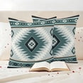 thumbnail image 3 of Teal Gray Boho Outdoor Waterproof Pillow Covers, Southwestern Ethnic Abstract Geometric Decorative Square Throw Pillowcase Sofa Cushion Sham for Patio/Couch/Chair, 24"x24" 2 Pack, 3 of 8
