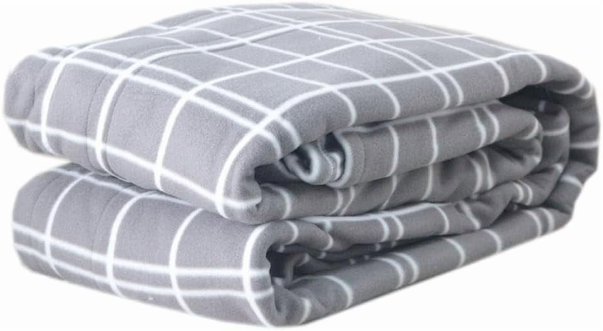 Pure Warmth Printed Fleece Electric Heated Warming Full Blanket Light Grey White