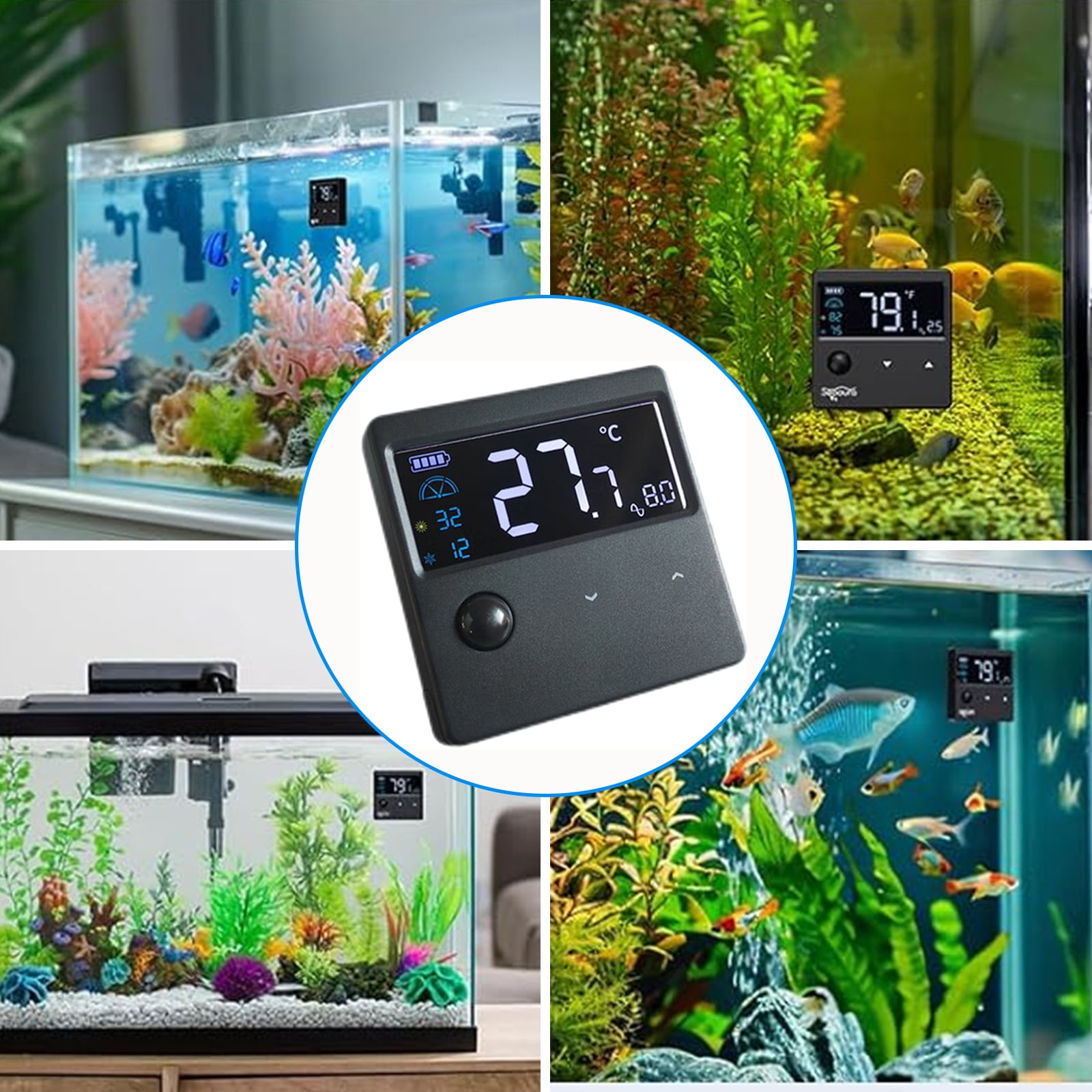 Aquariums LED Display Wireless Thermometers for Glass Container LED Digital Aquarium Thermometers On
