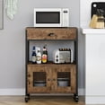 Catrimown Kitchen Cart with Wheels, Rolling Microwave Cart with Drawer