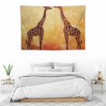 thumbnail image 4 of Orinice  Savannah Tapestry, Illustration Tropic Giraffes Tallest Neck Animal Mammal in Retro Vintage Print, Wide Wall Hanging for Bedroom Living Room Dorm, 80" X 60", Orange 60x40in, 4 of 7