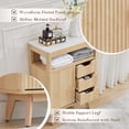 thumbnail image 6 of Grepatio Bathroom Floor Cabinet, Fluted Storage Cabinet with Sliding Door & 3 Drawers, Freestanding Cabinets Organizer Storage w/Adjustable Shelf, Faux Marble Top for Bathroom, Kitchen (Natural), 6 of 7