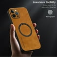 thumbnail image 6 of ELEHOLD For iPhone 12 Pro Max Luxury Leather Magnetic Shockproof Case Slim Drop Protection Cover, Lens & Screen Protection, Compatible with Magsafe, Skin-Friendly, Brown, 6 of 9