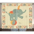thumbnail image 1 of Circus Curtains 2 Panels Set, Happy Smiling Circus Elephant Performing Balance on Ball Grungy Retro Texture Print, Window Drapes for Living Room Bedroom, 108W X 108L Inches, Multicolor, by Ambesonne, 1 of 3