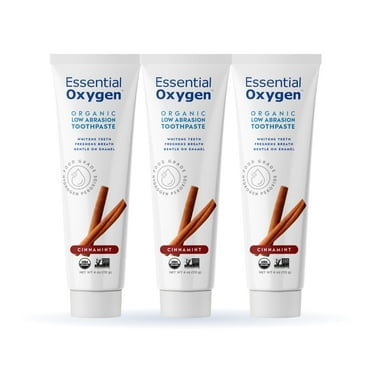 Essential Oxygen Certified Organic Toothpaste, for Whiter Teeth, Fresher Breath, Happier Gums, Tooth Sensitivity, Combo, 4 oz, Pack of 3