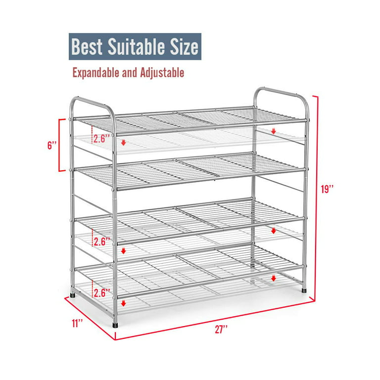 Auledio 3-Tier Shoe Rack, Stackable & Adjustable Wire Grid Shoe Shelf  Storage Organizer for Closet Entryway Bedroom - Bronze