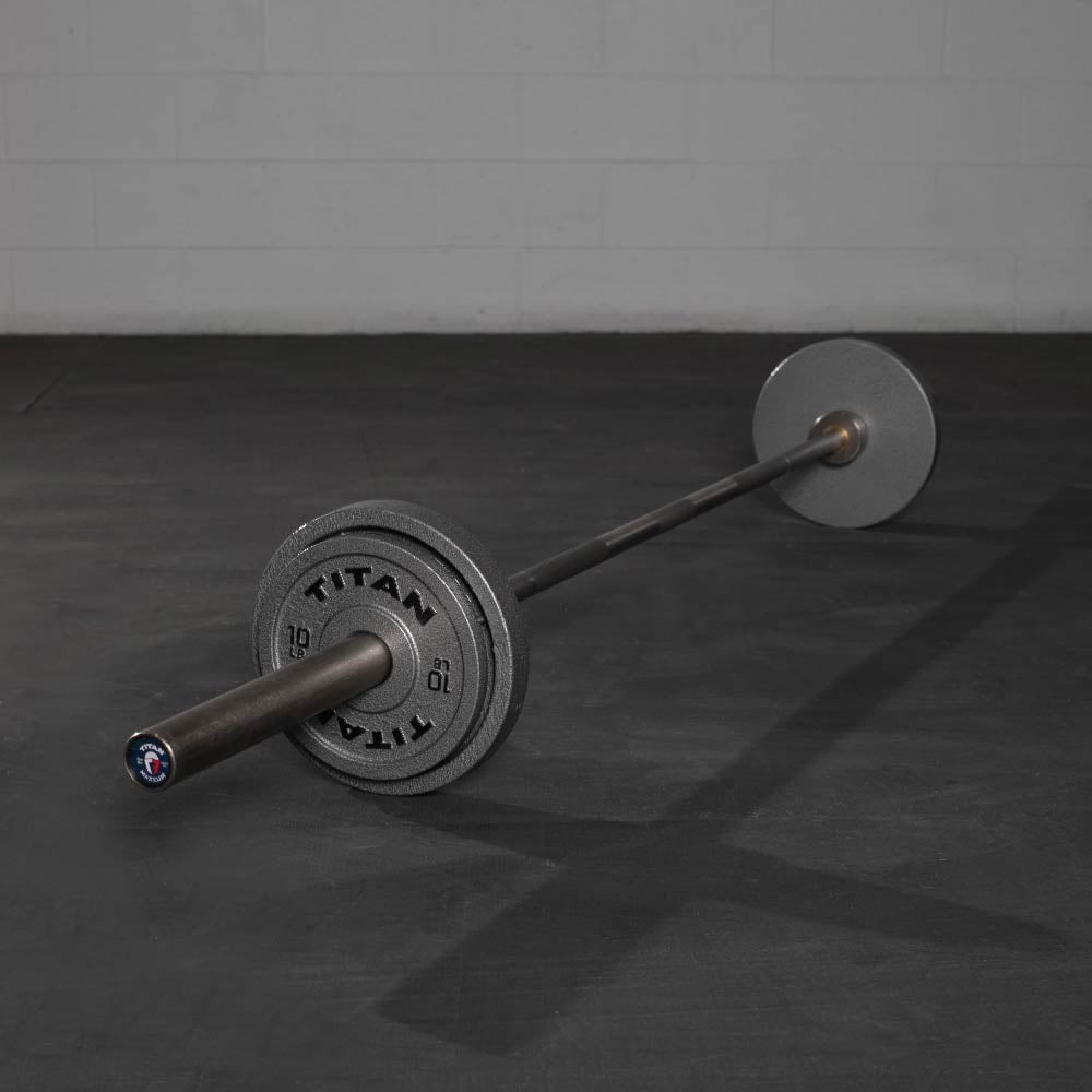 Titan Fitness 10 LB Cast Iron Olympic Plates, Sold In Pairs, Classic Weight Plate Design, Silver Hammer Finish