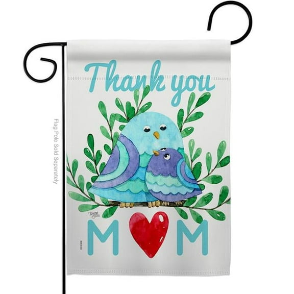 Breeze Decor G165167-BO Thank you Mom Garden Flag Family Mothers Day 13 x 18.5 in. Double-Sided Decorative Vertical Flags for House Decoration Banner Yard Gift