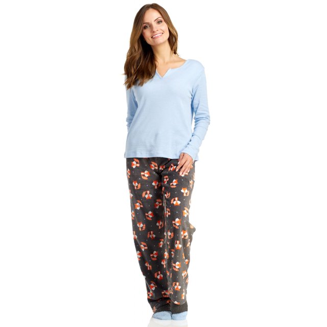 Rene Rofe Pillow Talk Cozy Toesie 3 Piece Pajama Set With Socks