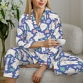 thumbnail image 6 of Honeii Cute White Rabbit print Women's Pajama Sets Long Sleeve Button Down Sleepwear Nightwear Soft Pjs Lounge Sets-XX-Large, 6 of 7