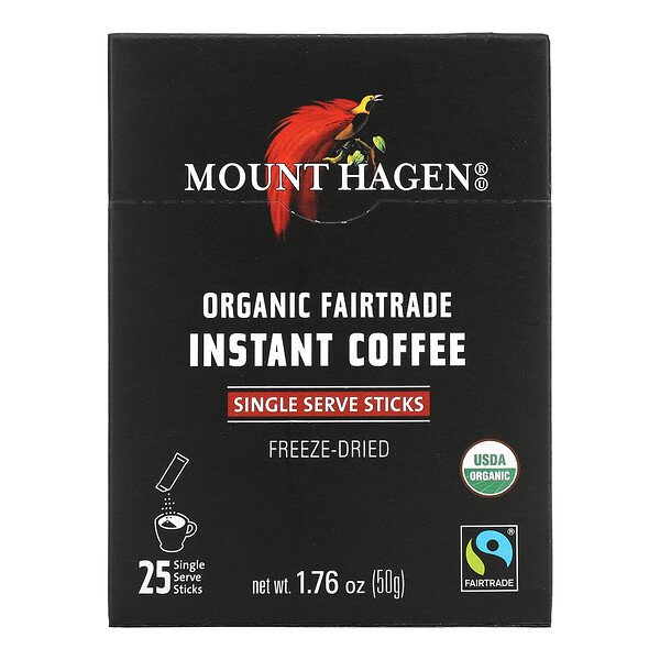 Mount Hagen, Organic Fairtrade Instant Coffee, 25 Single Serve Sticks, 1.76 oz