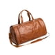 thumbnail image 5 of Bolsa de lona para ropa con compartimento para zapatos, bolso de fin de semana para hombres y mujeres, portátil Cuero marrón PU, 5 of 8