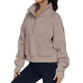 thumbnail image 5 of Xuanfei Women Half Zip Fleece Long Sleeve Kangaroo Pocket Sweatshirt, 5 of 6