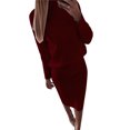 thumbnail image 2 of Sedceaty Women's 2 Pieces Outfits Solid Color Knitted Long Sleeve Turtleneck Sweater and Pencil Skirt Set for Fall Streetwear, 2 of 3