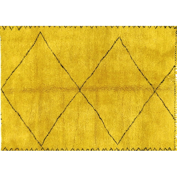 Ahgly Company Indoor Rectangle Abstract Yellow Modern Area Rugs, 6' x 9'