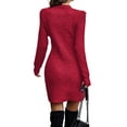 thumbnail image 2 of Innerwin Robe Chandail Col Rond Femme chandail-Over Chandail Hiver Manches Longues Élégante Mini Robes Rouge P, 2 of 3
