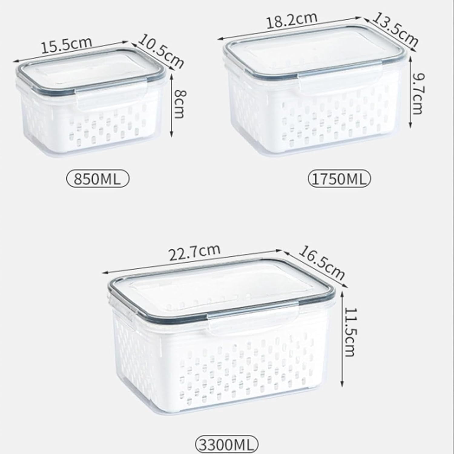 4 In 1 Food Storage Container, Premium Transparent Plastic Food Storage Box With Drain Basket – Multifunctional Airtight Container For Vegetables & Kitchen Organization