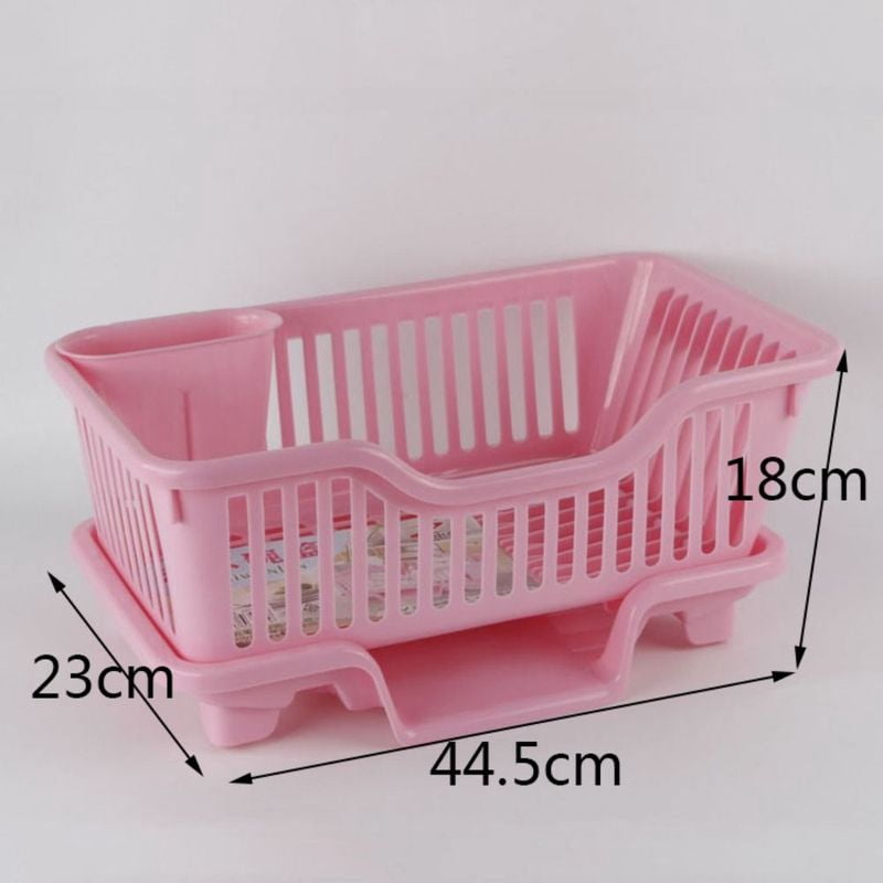 Dish Drying Kitchen Utensils Drainer Rack with Drain Board Countertop Dinnerware Plates Bowls Chopsticks Spoons Organizer