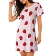 thumbnail image 2 of Goofa Strawberry Print Women’s Cotton Nightdress – Short-Sleeved Sleep Dress, Casual Loose-Fit Lounge Wear, Comfortable and Stylish Sleepwear for Women, 2 of 6