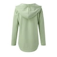 thumbnail image 5 of XAOWF Women'S V-Neck Hooded Solid Color Long Sleeve Loose Fit Fashionable Drawstring Sweatshirt With Kangaroo Pockets Arc Hem 2025 Versatile Trendy Pullover, 5 of 6