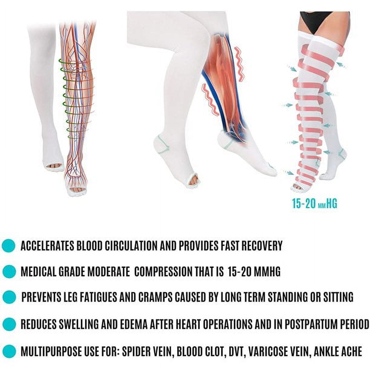 Thigh High Socks for Women Over the Knee High Stockings for Running, Travel, Cycling(X-Large, white, 1 Pair)