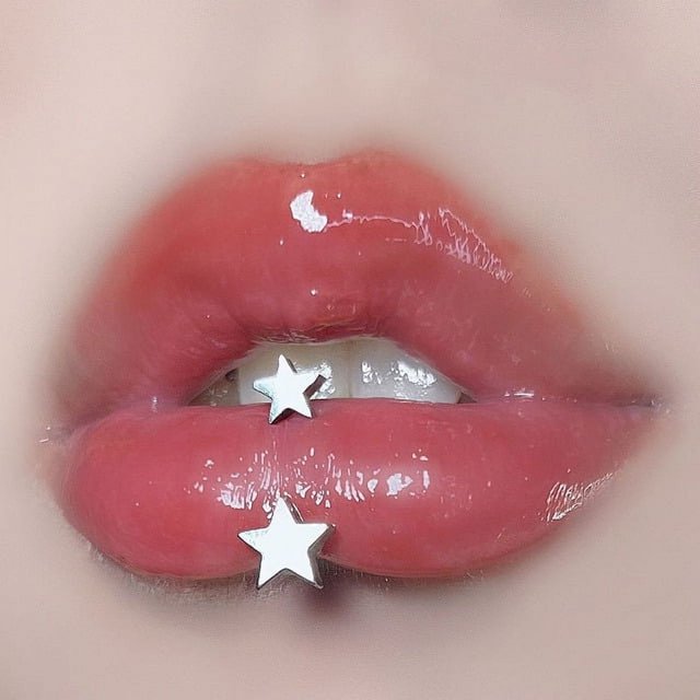 HLONK 16g Star Lip Piercing Stainless Steel U Vertical Labret Pircing Lip Ring Body Piercing Hypoallergenic Body Jewelry FGS