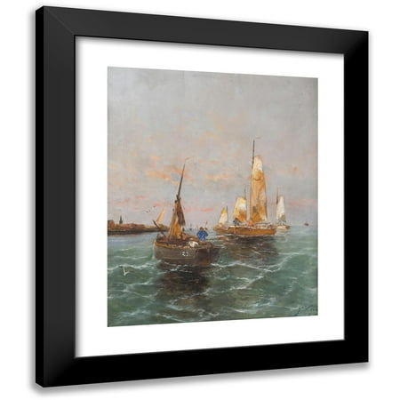 Georg Fischhof 12x14 Black Modern Framed Museum Art Print Titled - Marina Art