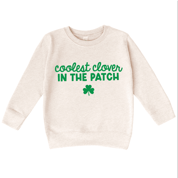 Bump and Beyond Designs Coolest Clover St. Patrick's Day Sweatshirt for Toddlers (Natural 2T)