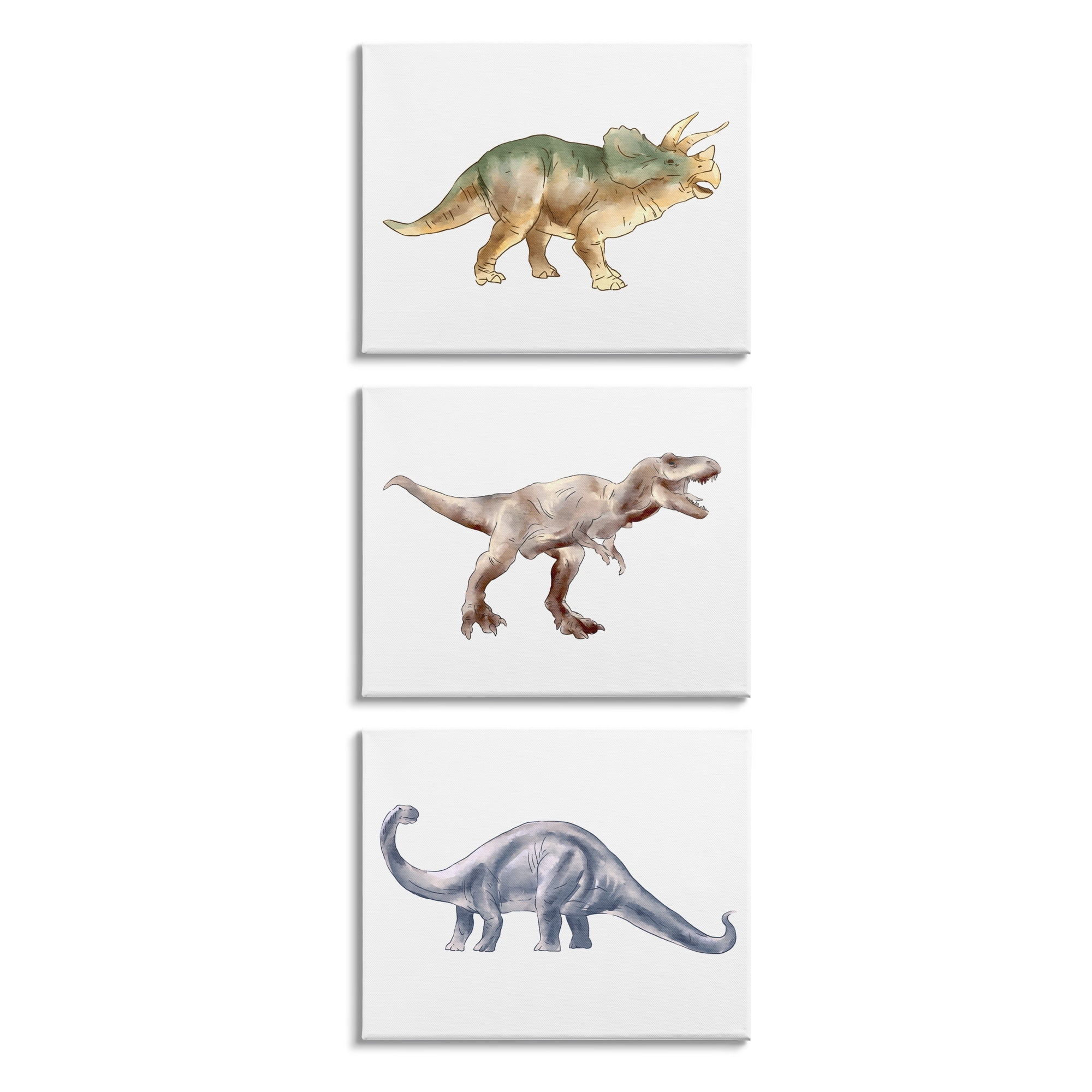 Stupell Industries Pre-Historic Dinosaurs Walking Fun Watercolor Reptiles Canvas Wall Art, 24 x 30, Design by Ziwei Li