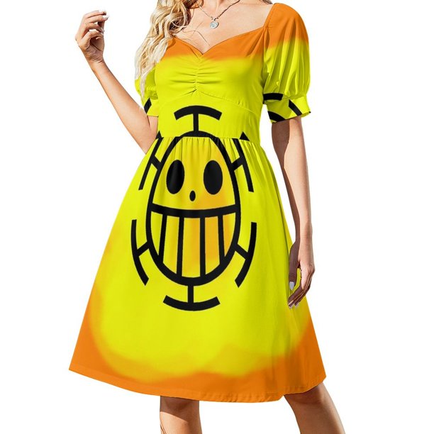 Trafalgar d Law bandera Vestido de manga corta vestido estilo coreano Vestidos de noche