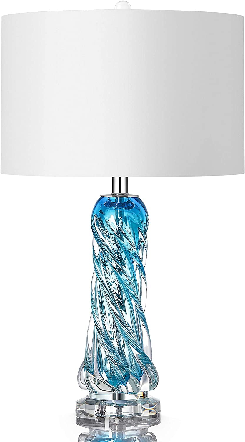 Ontvanger antiek slinger Table Lamp 26" Blue Glass Desk Table Lamps | Hand-Crafted Twist Crystal Lamp  for Bedroom Study and Living Room - Walmart.com