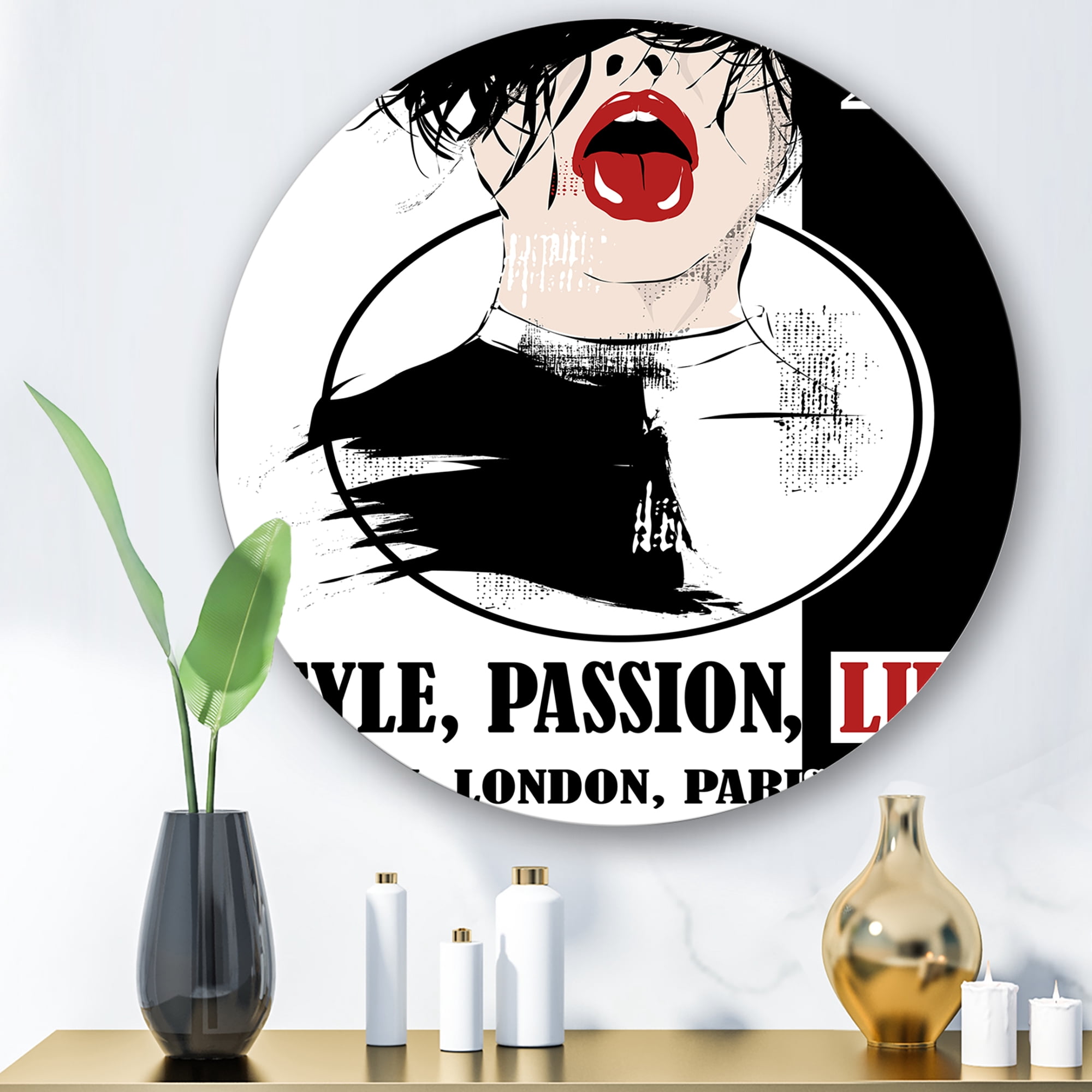 Designart 'Style Passion Life Fashion Woman VIII' Vintage Circle Metal Wall Art 23x23 - Disc of 23