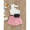 thumbnail image 3 of Franhais Infant Girl Tanks Tops + Shorts + Waist Bag, Pockets Decoration Casual Style Summer Clothing, 3 of 9