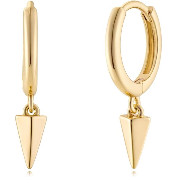 Leander Women Earrings Gold Huggie Hoop Dangle Drop 14K Gold Plated Small Simple Hypoallergenic Everyday Jewelry