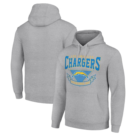 Men's Starter Heather Gray Los Angeles Chargers -80s Inspired Pullover Hoodie