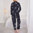 thumbnail image 3 of Pajamas for Women Set - cute white anchor dots navyblue Comfy Long Sleeve Button Up Pajama Sets for Women 2 Piece, Soft Sleepwear Nightwear Pjs Lounge Sets for Women with Pockets, 3 of 6