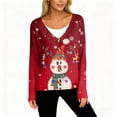 thumbnail image 6 of Women's Fashion Long Sleeve Christmas Snowman Snowflake Print Jacket Cardigan for Holiday Party and Casual Daily Wear,Red,S, 6 of 6