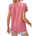 thumbnail image 3 of TEMOFON Womens V Neck Blouse Dressy Casual Short Sleeve Ruffle Summer Work Tops, 3 of 7