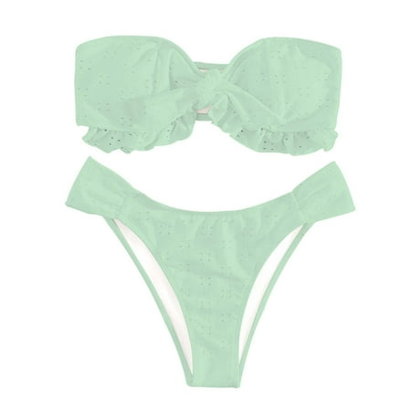 WELOIJEVBE Triangle Bikini Sets For Women Cheeky Separated Bikinis Trendy Swimsuits 2 Piece Cutout Sexy Swim Suits Tops G String Tie Side Thong Bottoms Swimwear Swim Suits 2025 Vacation Beachwear