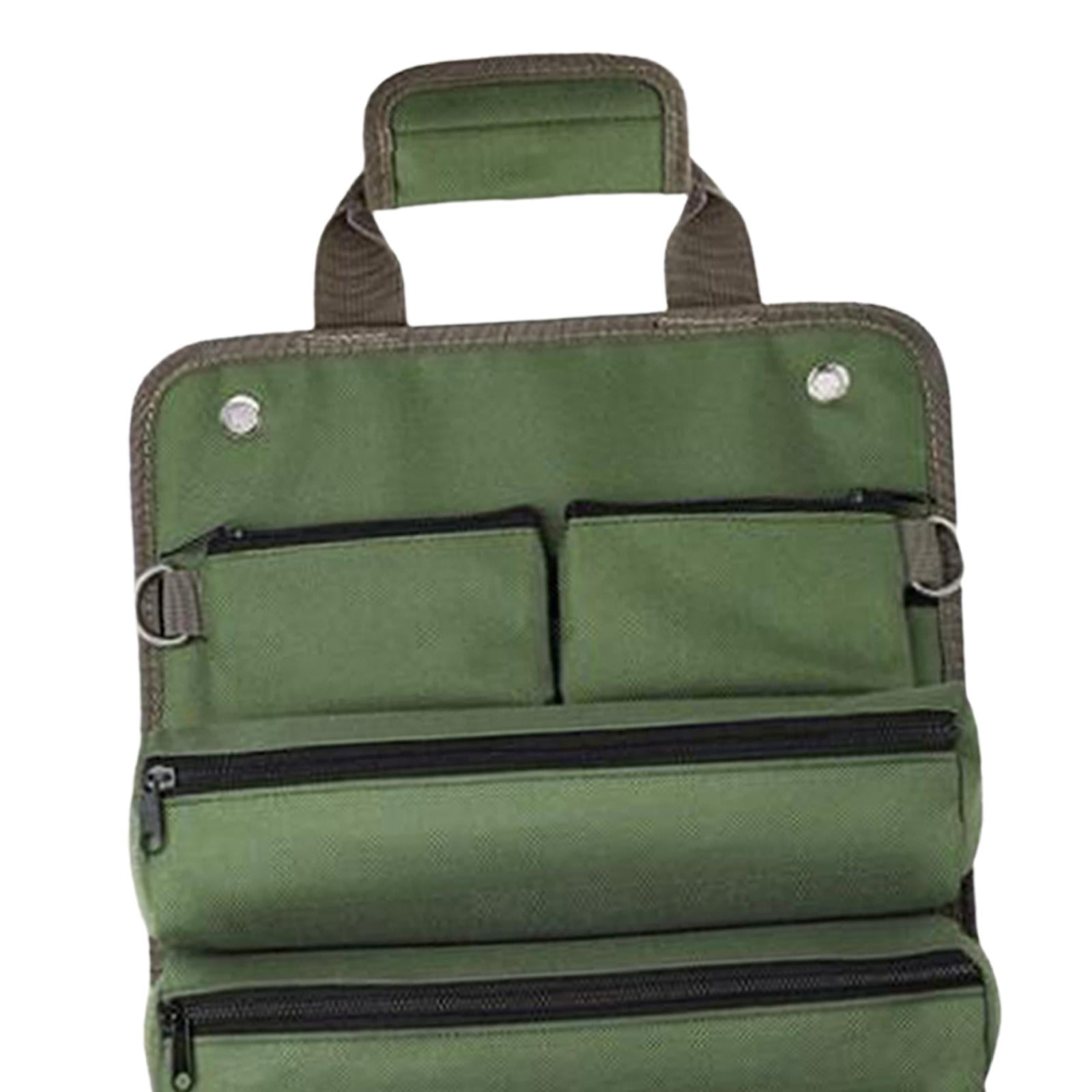 Tool Roll up Bags with 4 Detachable Pockets and 4 Zipper Pouches Waterproof Large Capacity Oxford Cloth Heavy Duty Zipper Pouch for Handyman