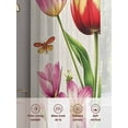 thumbnail image 6 of Spring Floral Sheer Curtains 54 Inch Length 2 Panels Set for Living Room/Bedroom, Elegant Tulip Butterfly Botanical Summer Semi Curtain Sheers Drapes Rod Pocket Curtains Window Treatment 52''x54''x2, 6 of 7