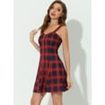 thumbnail image 5 of DARING DIVA Plaid Check Strap Zipper Front Sleeveless Dress M Red Blue, 5 of 6